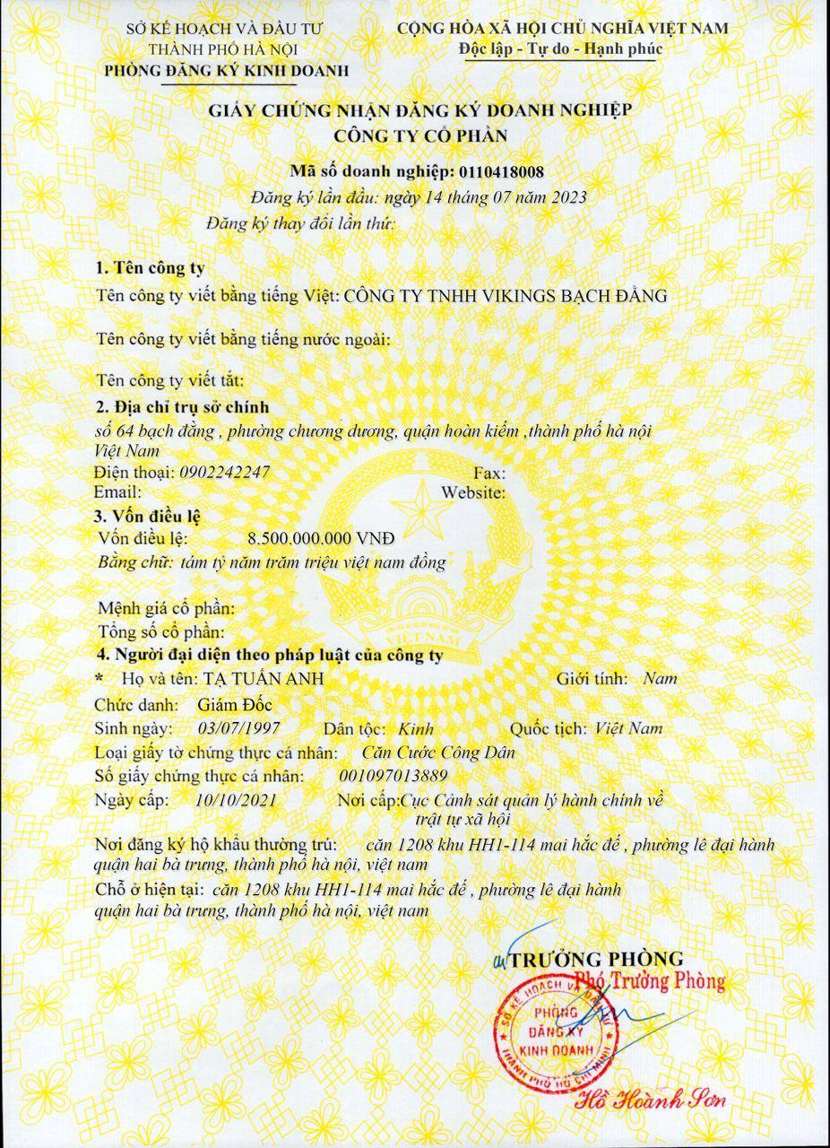 Certificato di registrazione aziendale